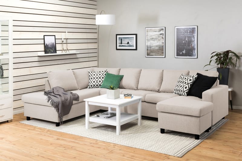 Crazy 5-sits Vänstervänd U-formad Soffa med Divan och Schäslong i Tyg - Beige - Möbler - Vardagsrum - Soffor - U-soffor