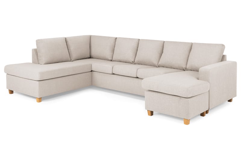 Crazy 5-sits Vänstervänd U-formad Soffa med Divan och Schäslong i Tyg - Beige - Möbler - Vardagsrum - Soffor - U-soffor
