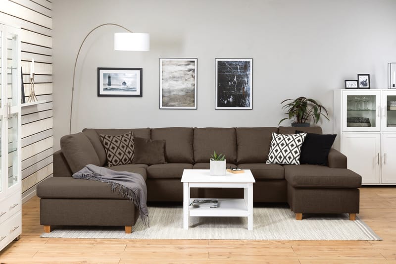 Crazy 5-sits Vänstervänd U-formad Soffa med Divan och Schäslong i Tyg - Brun - Möbler - Vardagsrum - Soffor - U-soffor