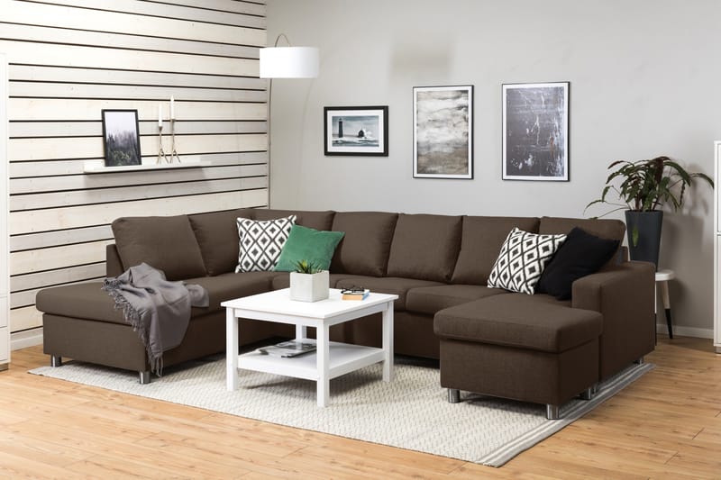 Crazy 5-sits Vänstervänd U-formad Soffa med Divan och Schäslong i Tyg - Brun - Möbler - Vardagsrum - Soffor - U-soffor