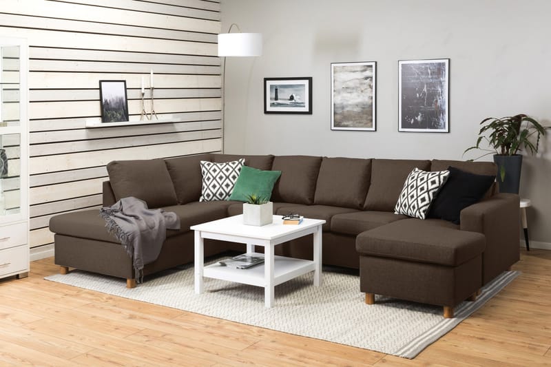 Crazy 5-sits Vänstervänd U-formad Soffa med Divan och Schäslong i Tyg - Brun - Möbler - Vardagsrum - Soffor - U-soffor