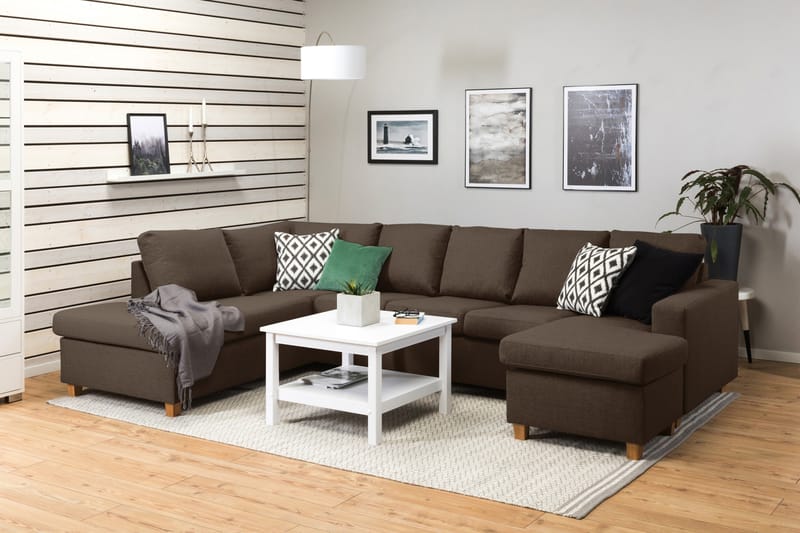 Crazy 5-sits Vänstervänd U-formad Soffa med Divan och Schäslong i Tyg - Brun - Möbler - Vardagsrum - Soffor - U-soffor