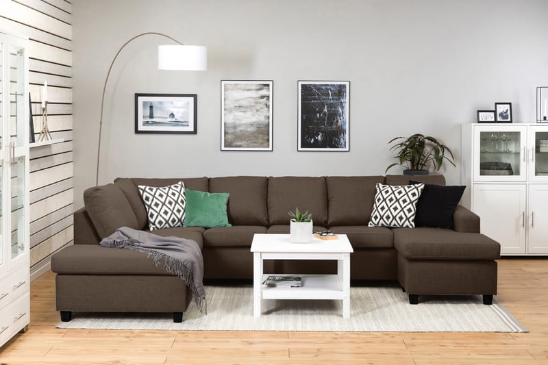 Crazy 5-sits Vänstervänd U-formad Soffa med Divan och Schäslong i Tyg - Brun - Möbler - Vardagsrum - Soffor - U-soffor