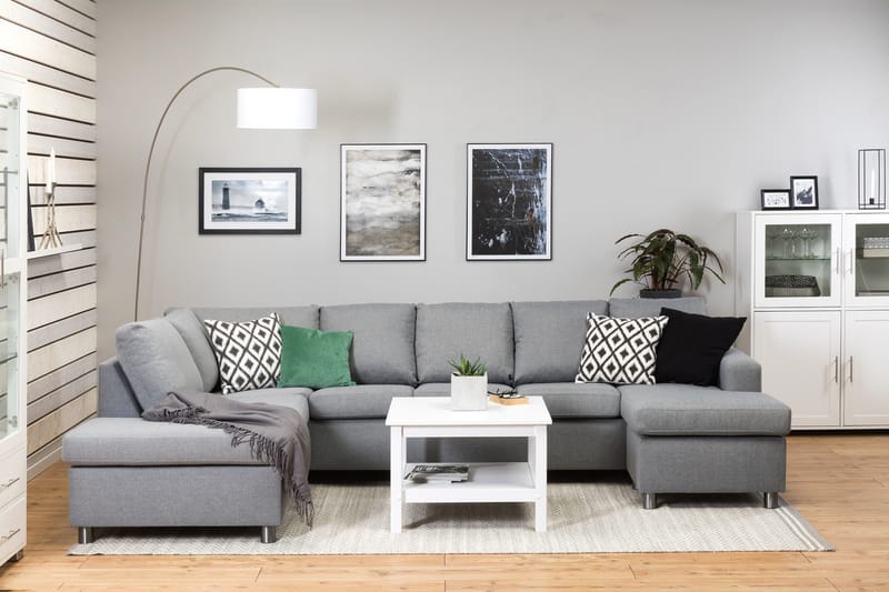 Crazy 5-sits Vänstervänd U-formad Soffa med Divan och Schäslong i Tyg - Grå - Möbler - Vardagsrum - Soffor - U-soffor
