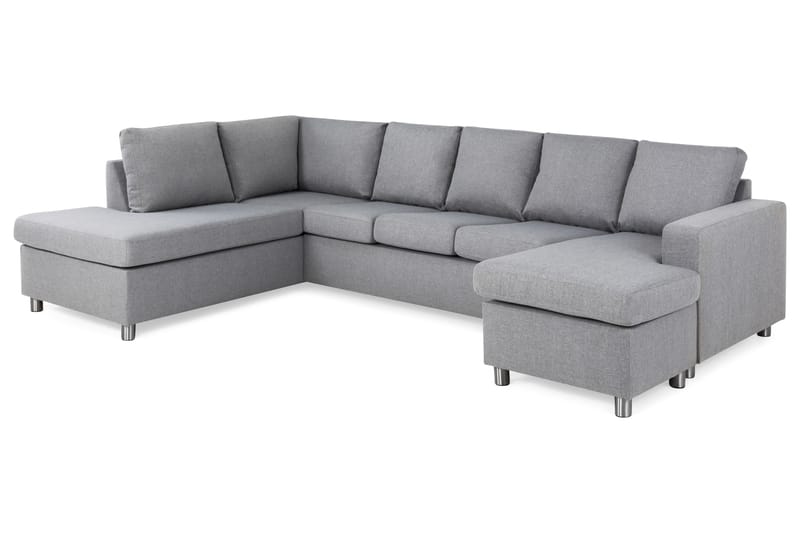 Crazy 5-sits Vänstervänd U-formad Soffa med Divan och Schäslong i Tyg - Grå - Möbler - Vardagsrum - Soffor - U-soffor