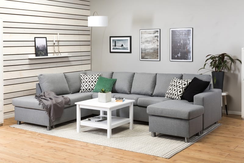 Crazy 5-sits Vänstervänd U-formad Soffa med Divan och Schäslong i Tyg - Grå - Möbler - Vardagsrum - Soffor - U-soffor