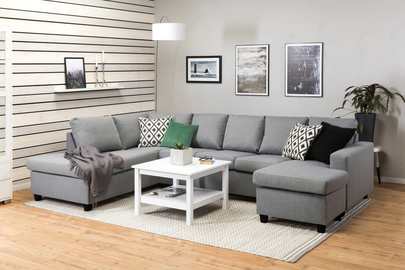 Crazy 5-sits Vänstervänd U-formad Soffa med Divan och Schäslong i Tyg - Grå - Möbler - Vardagsrum - Soffor - U-soffor