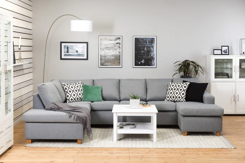 Crazy 5-sits Vänstervänd U-formad Soffa med Divan och Schäslong i Tyg - Grå - Möbler - Vardagsrum - Soffor - U-soffor