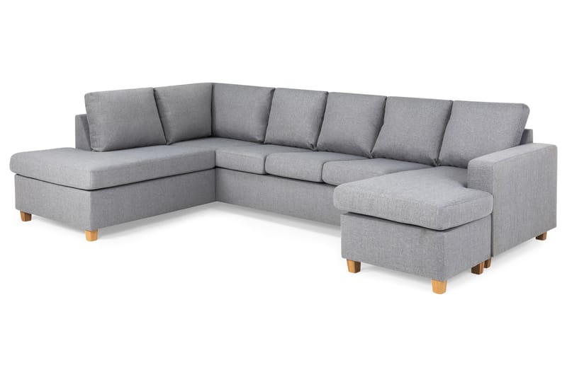 Crazy 5-sits Vänstervänd U-formad Soffa med Divan och Schäslong i Tyg - Grå - Möbler - Vardagsrum - Soffor - U-soffor