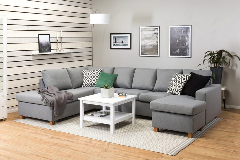 Crazy 5-sits Vänstervänd U-formad Soffa med Divan och Schäslong i Tyg - Grå - Möbler - Vardagsrum - Soffor - U-soffor