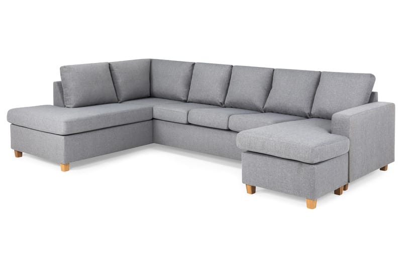 Crazy 5-sits Vänstervänd U-formad Soffa med Divan och Schäslong i Tyg - Grå - Möbler - Vardagsrum - Soffor - U-soffor
