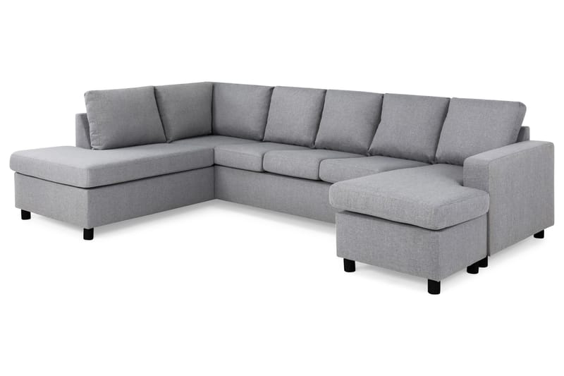 Crazy 5-sits Vänstervänd U-formad Soffa med Divan och Schäslong i Tyg - Grå - Möbler - Vardagsrum - Soffor - U-soffor