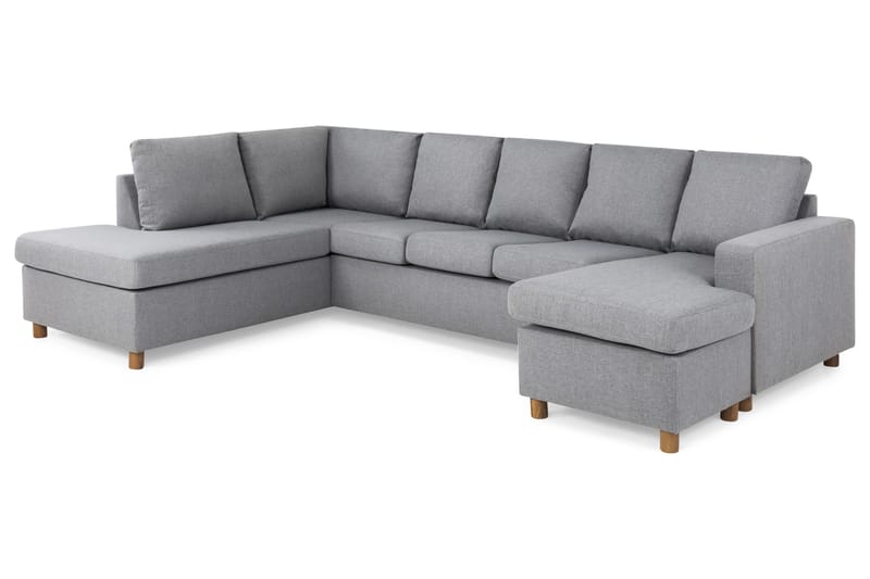 Crazy 5-sits Vänstervänd U-formad Soffa med Divan och Schäslong i Tyg - Grå - Möbler - Vardagsrum - Soffor - U-soffor