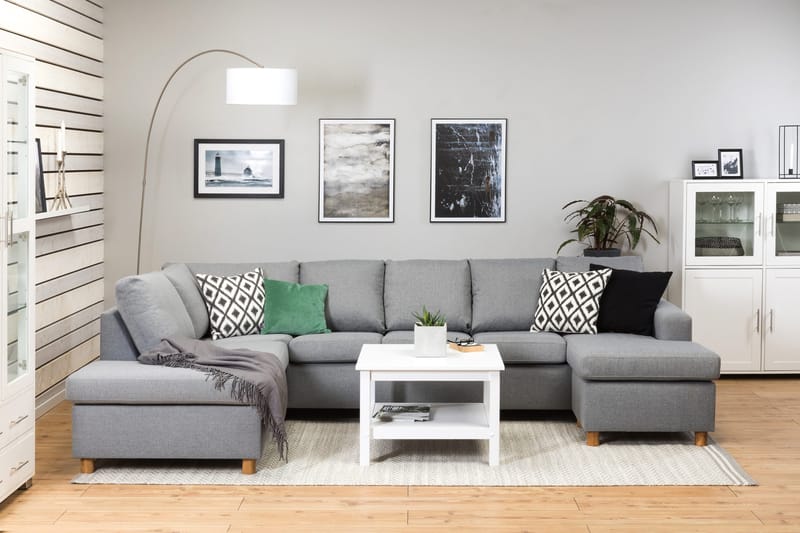 Crazy 5-sits Vänstervänd U-formad Soffa med Divan och Schäslong i Tyg - Grå - Möbler - Vardagsrum - Soffor - U-soffor