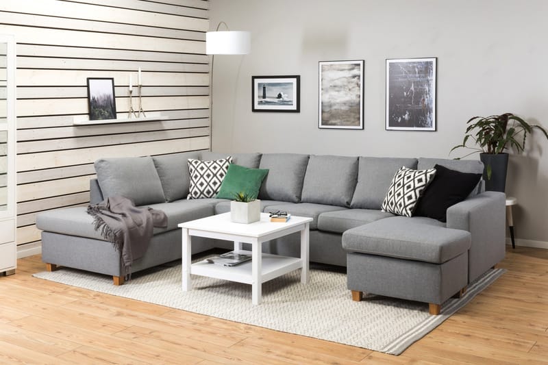 Crazy 5-sits Vänstervänd U-formad Soffa med Divan och Schäslong i Tyg - Grå - Möbler - Vardagsrum - Soffor - U-soffor