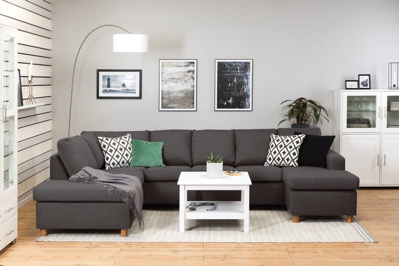 Crazy 5-sits Vänstervänd U-formad Soffa med Divan och Schäslong i Tyg - Mörkgrå - Möbler - Vardagsrum - Soffor - U-soffor