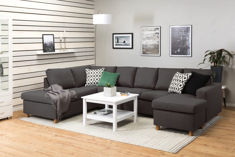 Crazy 5-sits Vänstervänd U-formad Soffa med Divan och Schäslong i Tyg - Mörkgrå - Möbler - Vardagsrum - Soffor - U-soffor