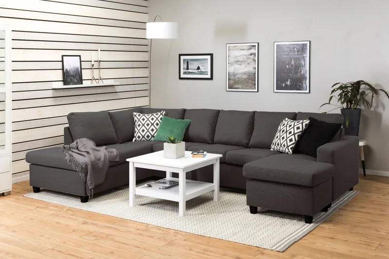 Crazy 5-sits Vänstervänd U-formad Soffa med Divan och Schäslong i Tyg - Mörkgrå - Möbler - Vardagsrum - Soffor - U-soffor