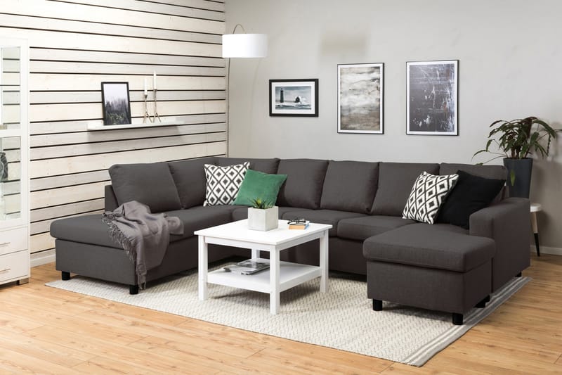 Crazy 5-sits Vänstervänd U-formad Soffa med Divan och Schäslong i Tyg - Mörkgrå - Möbler - Vardagsrum - Soffor - U-soffor