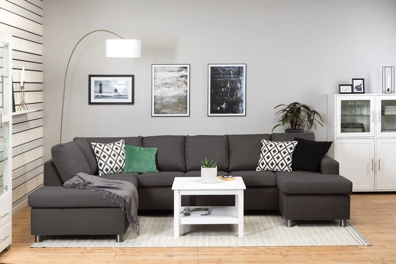 Crazy 5-sits Vänstervänd U-formad Soffa med Divan och Schäslong i Tyg - Mörkgrå - Möbler - Vardagsrum - Soffor - U-soffor