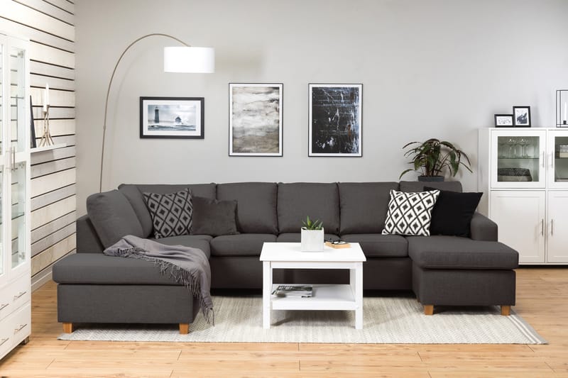 Crazy 5-sits Vänstervänd U-formad Soffa med Divan och Schäslong i Tyg - Mörkgrå - Möbler - Vardagsrum - Soffor - U-soffor