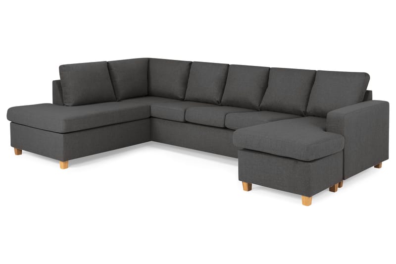 Crazy 5-sits Vänstervänd U-formad Soffa med Divan och Schäslong i Tyg - Mörkgrå - Möbler - Vardagsrum - Soffor - U-soffor