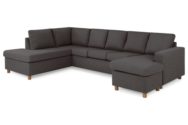 Crazy 5-sits Vänstervänd U-formad Soffa med Divan och Schäslong i Tyg - Mörkgrå - Möbler - Vardagsrum - Soffor - U-soffor