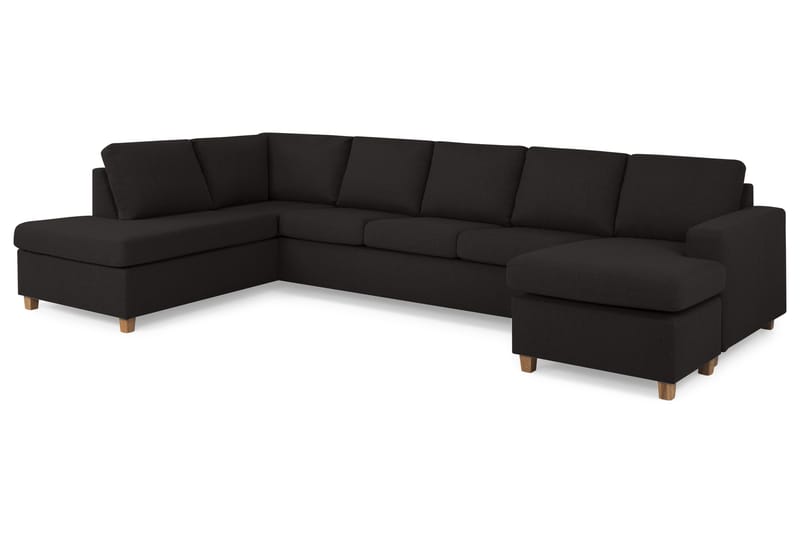 Crazy 5-sits Vänstervänd U-formad X-Large Soffa med Divan och Schäslong i Tyg - Antracit - Möbler - Vardagsrum - Soffor - U-soffor