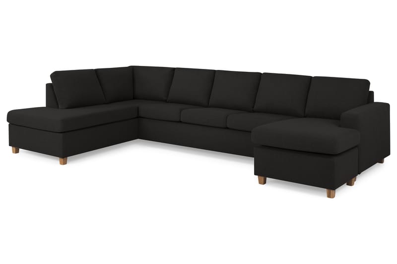 Crazy 5-sits Vänstervänd U-formad X-Large Soffa med Divan och Schäslong i Tyg - Antracit - Möbler - Vardagsrum - Soffor - U-soffor