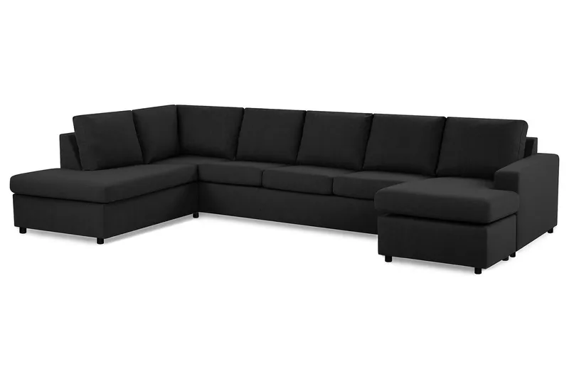 Crazy 5-sits Vänstervänd U-formad X-Large Soffa med Divan och Schäslong i Tyg - Antracit - Möbler - Vardagsrum - Soffor - U-soffor