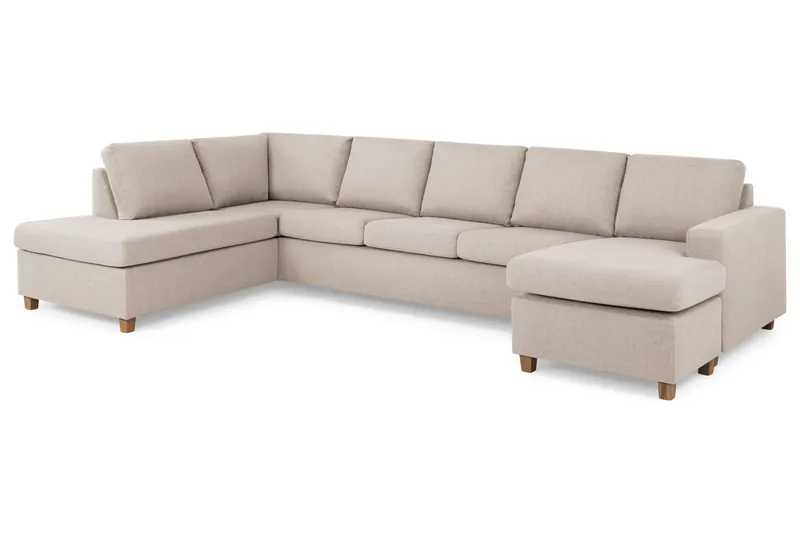 Crazy 5-sits Vänstervänd U-formad X-Large Soffa med Divan och Schäslong i Tyg - Beige - Möbler - Vardagsrum - Soffor - U-soffor