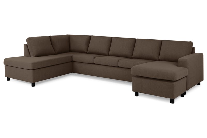 Crazy 5-sits Vänstervänd U-formad X-Large Soffa med Divan och Schäslong i Tyg - Brun - Möbler - Vardagsrum - Soffor - U-soffor