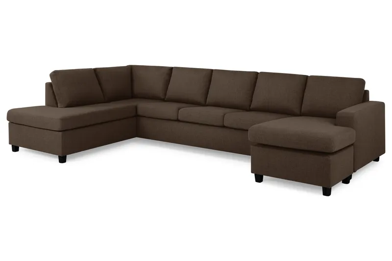 Crazy 5-sits Vänstervänd U-formad X-Large Soffa med Divan och Schäslong i Tyg - Brun - Möbler - Vardagsrum - Soffor - U-soffor