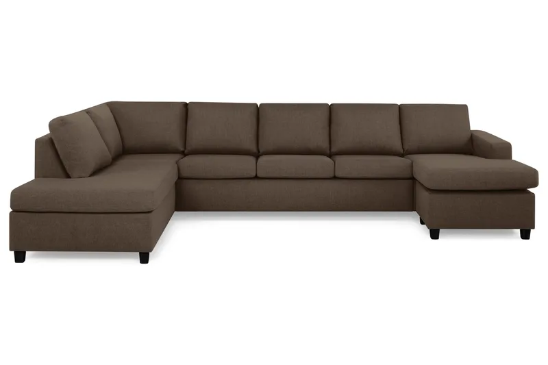 Crazy 5-sits Vänstervänd U-formad X-Large Soffa med Divan och Schäslong i Tyg - Brun - Möbler - Vardagsrum - Soffor - U-soffor
