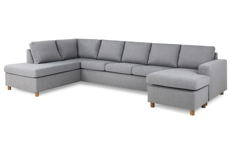 Crazy 5-sits Vänstervänd U-formad X-Large Soffa med Divan och Schäslong i Tyg - Grå - Möbler - Vardagsrum - Soffor - U-soffor