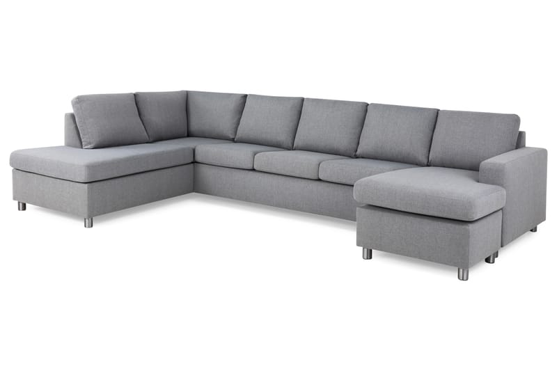 Crazy 5-sits Vänstervänd U-formad X-Large Soffa med Divan och Schäslong i Tyg - Grå - Möbler - Vardagsrum - Soffor - U-soffor