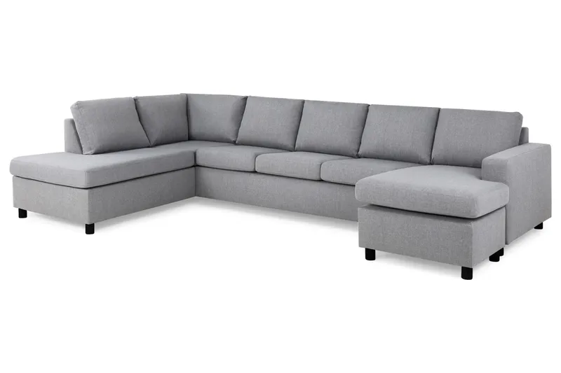 Crazy 5-sits Vänstervänd U-formad X-Large Soffa med Divan och Schäslong i Tyg - Grå - Möbler - Vardagsrum - Soffor - U-soffor