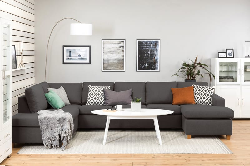 Crazy 5-sits Vänstervänd U-formad X-Large Soffa med Divan och Schäslong i Tyg - Mörkgrå - Möbler - Vardagsrum - Soffor - U-soffor