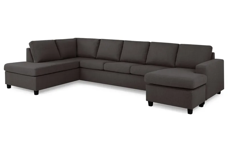 Crazy 5-sits Vänsterv änd U-formad X-Large Soffa med Divan och Schäslong i Tyg - Mörkgrå - Möbler - Vardagsrum - Soffor - U-soffor