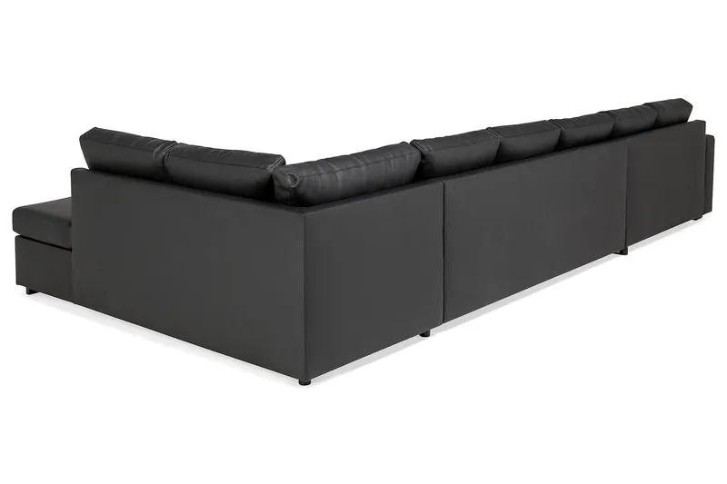 Crazy 6-sits Högervänd U-formad XX-Large Soffa med Divan och Schäslong i Konstläder - Svart - Möbler - Vardagsrum - Soffor - Skinnsoffor