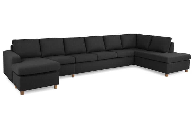 Crazy 6-sits Högervänd U-formad XX-Large Soffa med Divan och Schäslong i Tyg - Antracit - Möbler - Vardagsrum - Soffor - U-soffor