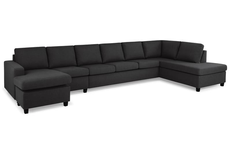 Crazy 6-sits Högervänd U-formad XX-Large Soffa med Divan och Schäslong i Tyg - Antracit - Möbler - Vardagsrum - Soffor - U-soffor
