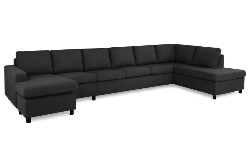 Crazy 6-sits Högervänd U-formad XX-Large Soffa med Divan och Schäslong i Tyg - Antracit - Möbler - Vardagsrum - Soffor - U-soffor
