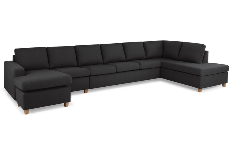 Crazy 6-sits Högervänd U-formad XX-Large Soffa med Divan och Schäslong i Tyg - Antracit - Möbler - Vardagsrum - Soffor - U-soffor