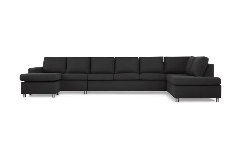 Crazy 6-sits Högervänd U-formad XX-Large Soffa med Divan och Schäslong i Tyg - Antracit - Möbler - Vardagsrum - Soffor - U-soffor