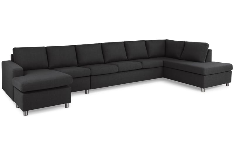 Crazy 6-sits Högervänd U-formad XX-Large Soffa med Divan och Schäslong i Tyg - Antracit - Möbler - Vardagsrum - Soffor - U-soffor