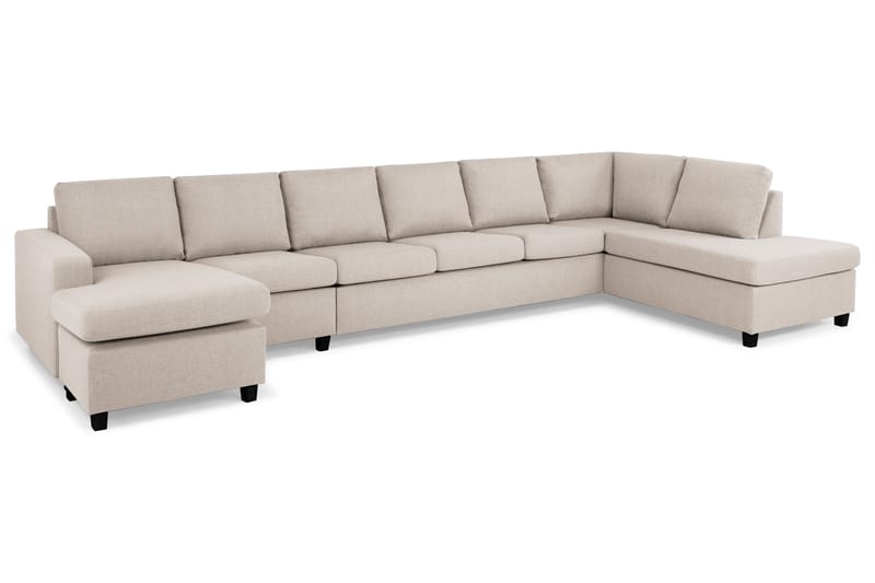 Crazy 6-sits Högervänd U-formad XX-Large Soffa med Divan och Schäslong i Tyg - Beige - Möbler - Vardagsrum - Soffor - U-soffor