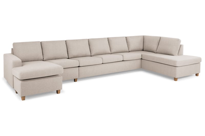 Crazy 6-sits Högervänd U-formad XX-Large Soffa med Divan och Schäslong i Tyg - Beige - Möbler - Vardagsrum - Soffor - U-soffor