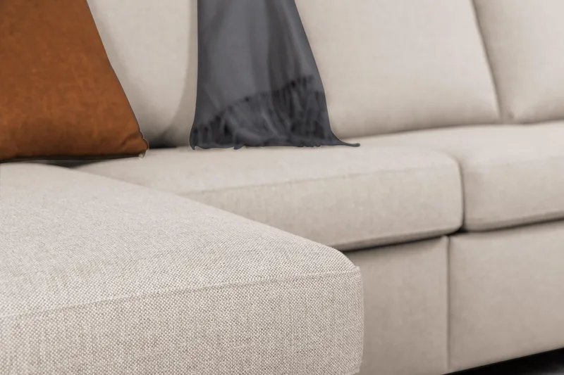 Crazy 6-sits Högervänd U-formad XX-Large Soffa med Divan och Schäslong i Tyg - Beige - Möbler - Vardagsrum - Soffor - U-soffor