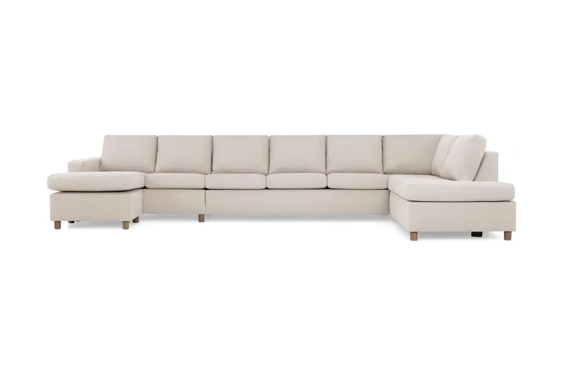 Crazy 6-sits Högervänd U-formad XX-Large Soffa med Divan och Schäslong i Tyg - Beige - Möbler - Vardagsrum - Soffor - U-soffor